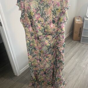Cato Floral Pink, Green & Yellow Maxi Dress